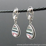 Sterling Silver and Motor Agate Fordite Post Earrings #2007