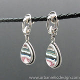 Sterling Silver and Motor Agate Fordite Post Earrings #2007