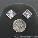 Sterling Silver and Motor Agate Fordite Post Earrings #2013