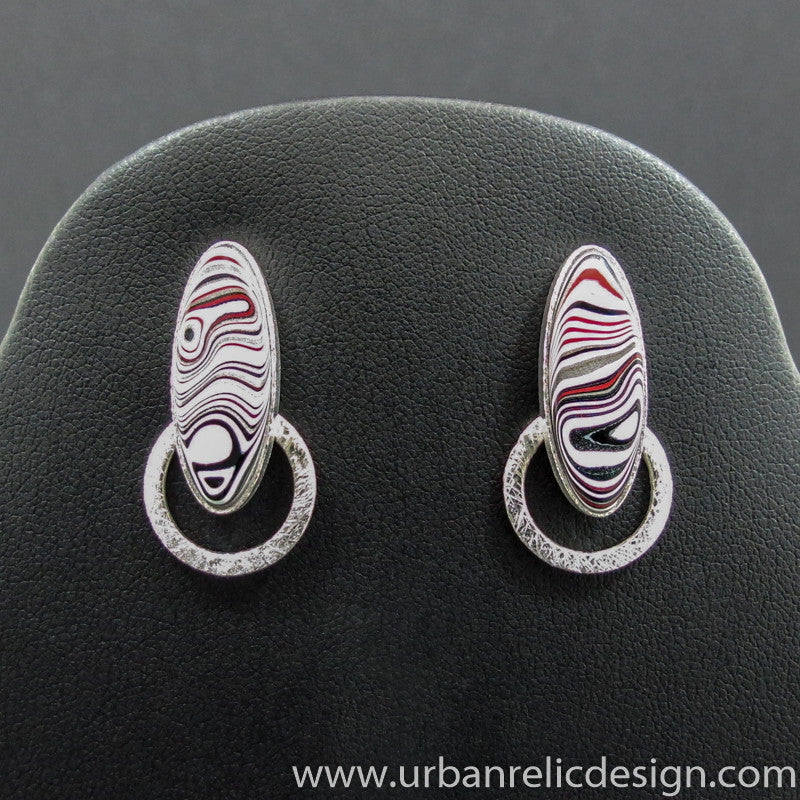 Sterling Silver and Motor Agate Fordite Post Earrings #2044