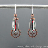 Sterling Silver, Copper and Motor Agate Fordite Earrings #2045