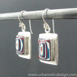 Sterling Silver and Motor Agate Fordite Earrings #2107