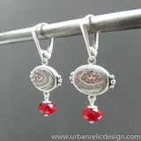 Sterling Silver and Motor Agate Fordite Earrings #2124