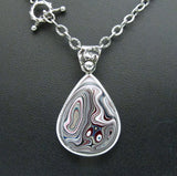 Sterling Silver and Motor Agate Fordite Necklace #1674