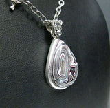 Sterling Silver and Motor Agate Fordite Necklace #1674