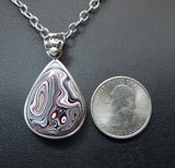 Sterling Silver and Motor Agate Fordite Necklace #1674