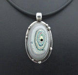 Sterling Silver and Motor Agate Fordite Necklace #1680