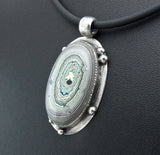 Sterling Silver and Motor Agate Fordite Necklace #1680
