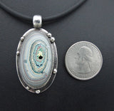 Sterling Silver and Motor Agate Fordite Necklace #1680