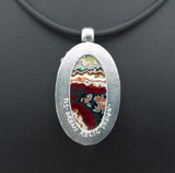 Sterling Silver and Motor Agate Fordite Necklace #1680