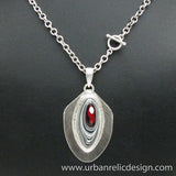 Sterling Silver and Motor Agate Fordite Necklace #1764