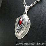 Sterling Silver and Motor Agate Fordite Necklace #1764