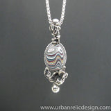 Sterling Silver and Motor Agate Fordite Necklace #1843