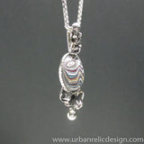 Sterling Silver and Motor Agate Fordite Necklace #1843