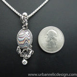 Sterling Silver and Motor Agate Fordite Necklace #1843