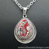 Sterling Silver and Motor Agate Fordite Necklace #1862