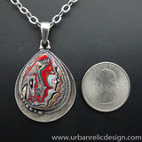 Sterling Silver and Motor Agate Fordite Necklace #1862