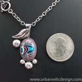 Sterling Silver and Motor Agate Fordite Necklace #1948