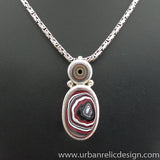 Sterling Silver and Motor Agate Fordite Necklace #1965