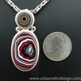 Sterling Silver and Motor Agate Fordite Necklace #1965