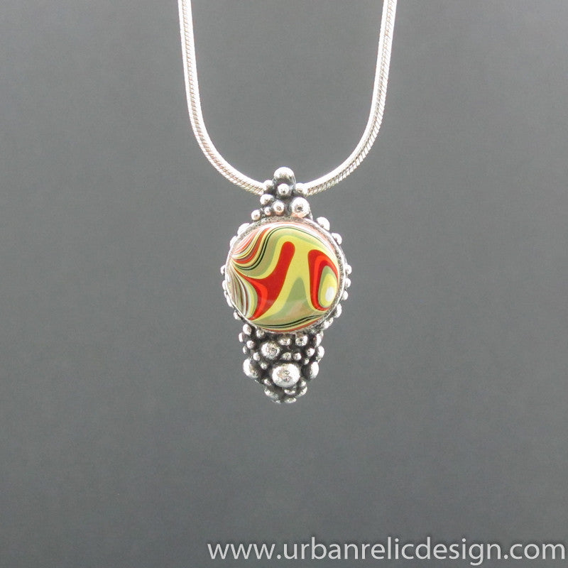 Sterling Silver and Motor Agate Fordite Necklace #2019