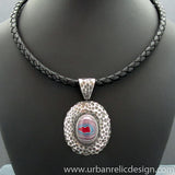 Sterling Silver and Motor Agate Fordite Necklace #2063