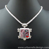Sterling Silver and Motor Agate Fordite Necklace #2142