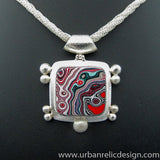 Sterling Silver and Motor Agate Fordite Necklace #2142