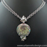 Sterling Silver and Motor Agate Fordite Necklace #2143