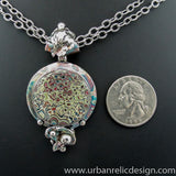 Sterling Silver and Motor Agate Fordite Necklace #2143