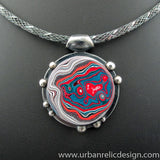 Sterling Silver and Motor Agate Fordite Necklace #2145