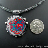Sterling Silver and Motor Agate Fordite Necklace #2145