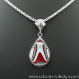 Sterling and Motor Agate Fordite Necklace and Earring Set #2090