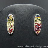 Sterling Silver and Motor Agate Fordite Post Earrings #1852