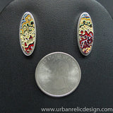 Sterling Silver and Motor Agate Fordite Post Earrings #1852