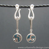Sterling Silver and Motor Agate Fordite Reversible Earrings #1897