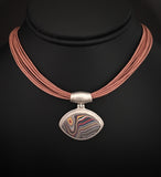 Sterling Silver and Motor Agate Fordite Necklace #2204