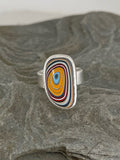 Sterling Silver and Motor Agate Fordite Freeform Ring #2240