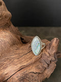 Sterling Silver and Motor Agate Fordite Marquise Ring #2247
