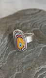 Sterling Silver and Motor Agate Fordite Freeform Ring #2240