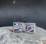 Stainless Steel & Motor Agate Fordite Cufflinks #2246