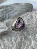 Stainless Steel and Motor Agate Fordite Biggie Ring #2236