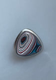 Stainless Steel and Motor Agate Fordite Biggie Ring #2236