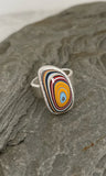 Sterling Silver and Motor Agate Fordite Freeform Ring #2240