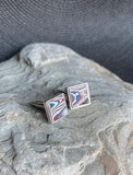 Stainless Steel & Motor Agate Fordite Cufflinks #2246