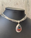 Sterling Silver and Motor Agate Fordite Necklace #2276