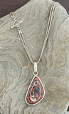 Sterling Silver and Motor Agate Fordite Necklace #2271