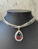 Sterling Silver and Motor Agate Fordite Necklace #2276