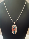 Sterling Silver and Motor Agate Fordite Necklace #2279