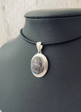 Sterling Silver and Motor Agate Fordite Necklace #2278